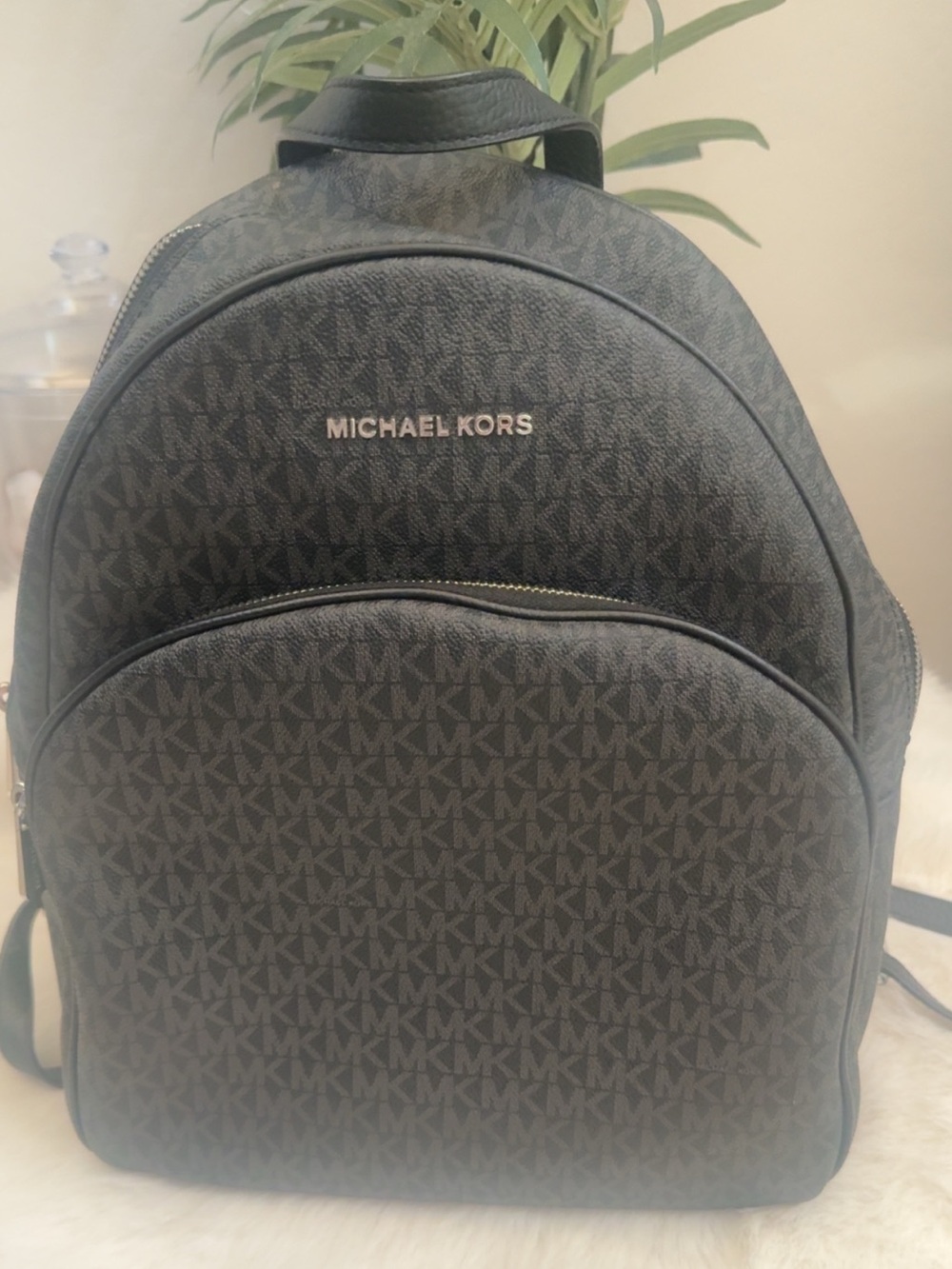 Michael Kors Black MK Logo Backpack